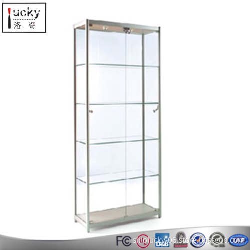 Clear acrylic full vision glass/ plexiglass shoes /jewelry showcase for retail store display cabinetwith led light